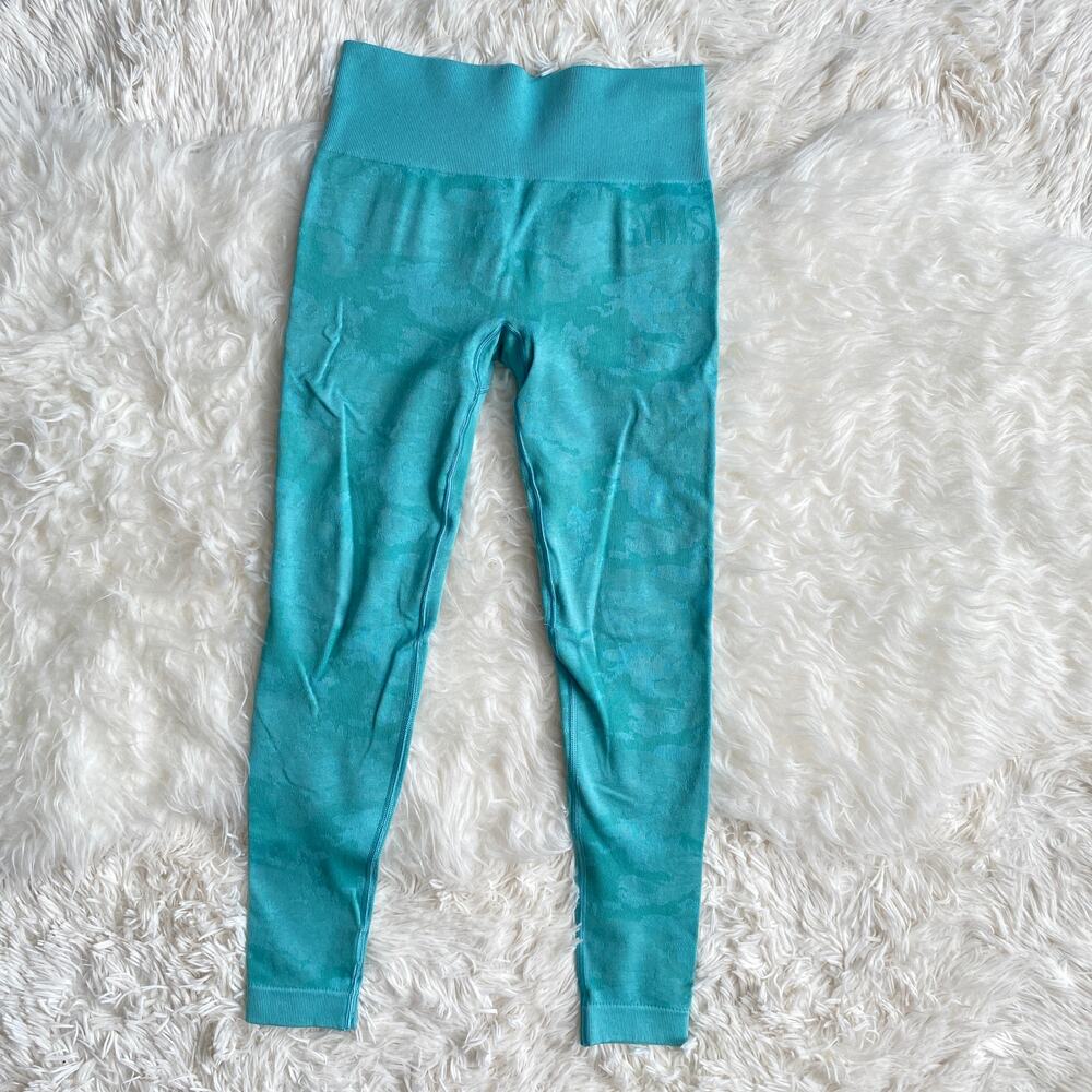Gymshark Adapt Camo Seamless Leggings in Turquoise, size S